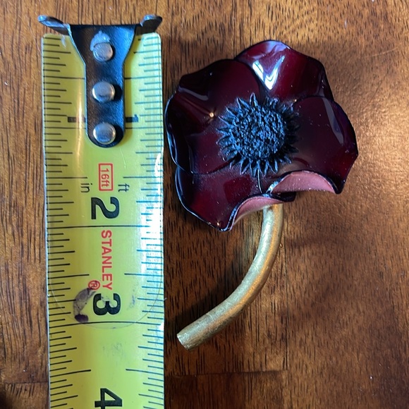 FABRICE Paris Resin Large Vintage Flower Brooch Pin - Oxblood Red Color - Poppy? - Picture 13 of 15